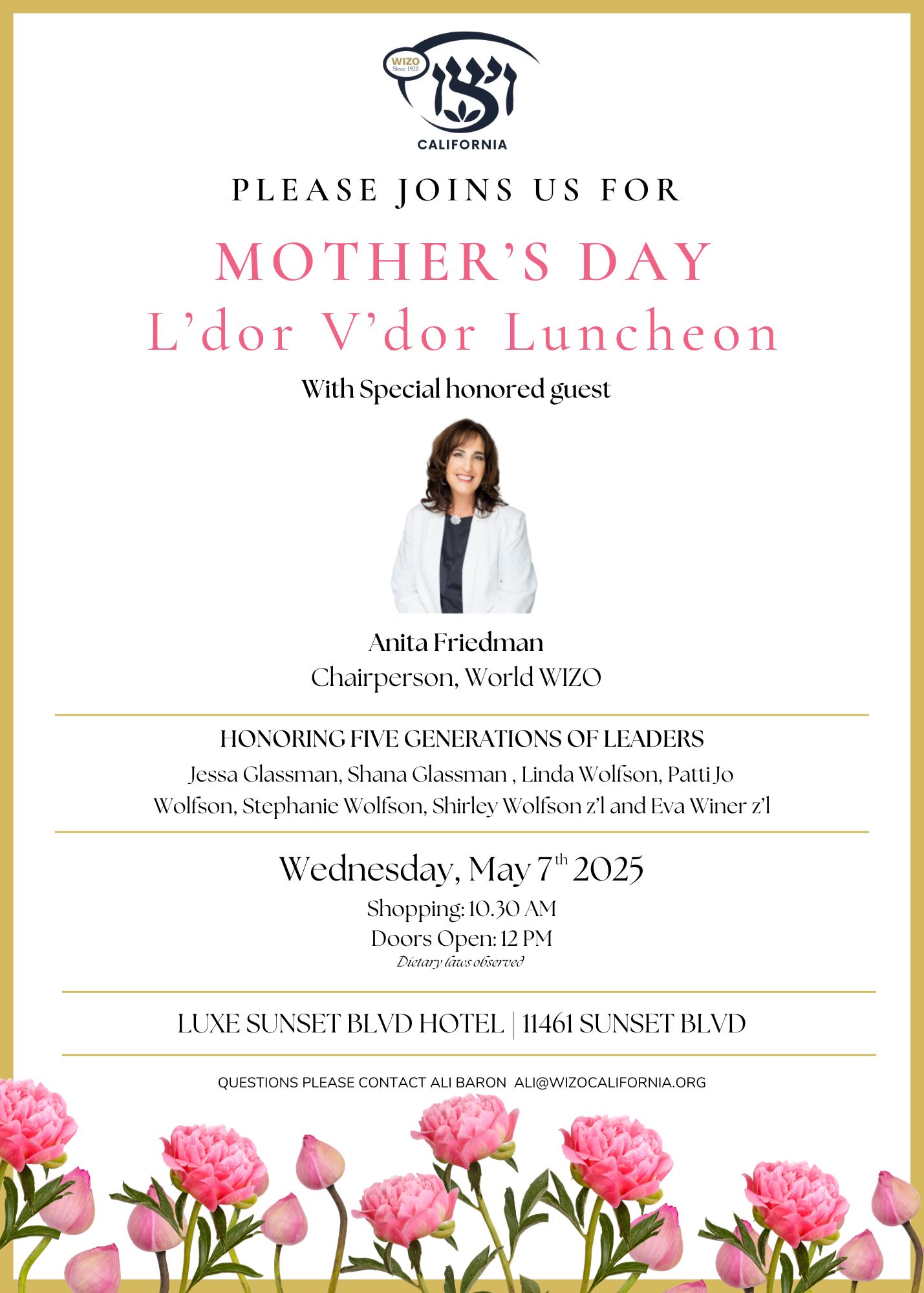 Mother's Day 2025 WIZO California Women’s International Zionist