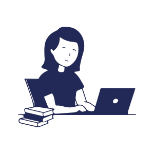 Girl Writing on laptop Illustration
