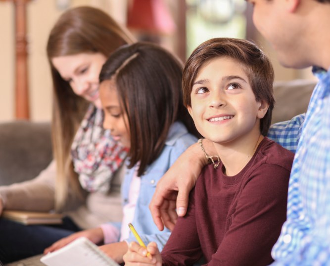 Multi-ethnic, adoption or foster care family at home